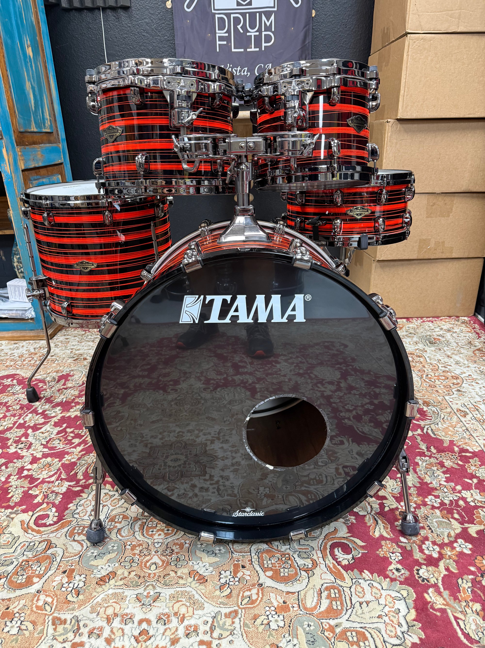Tama Starclassic Neon Orange Oyster walnut Birch Drum Set