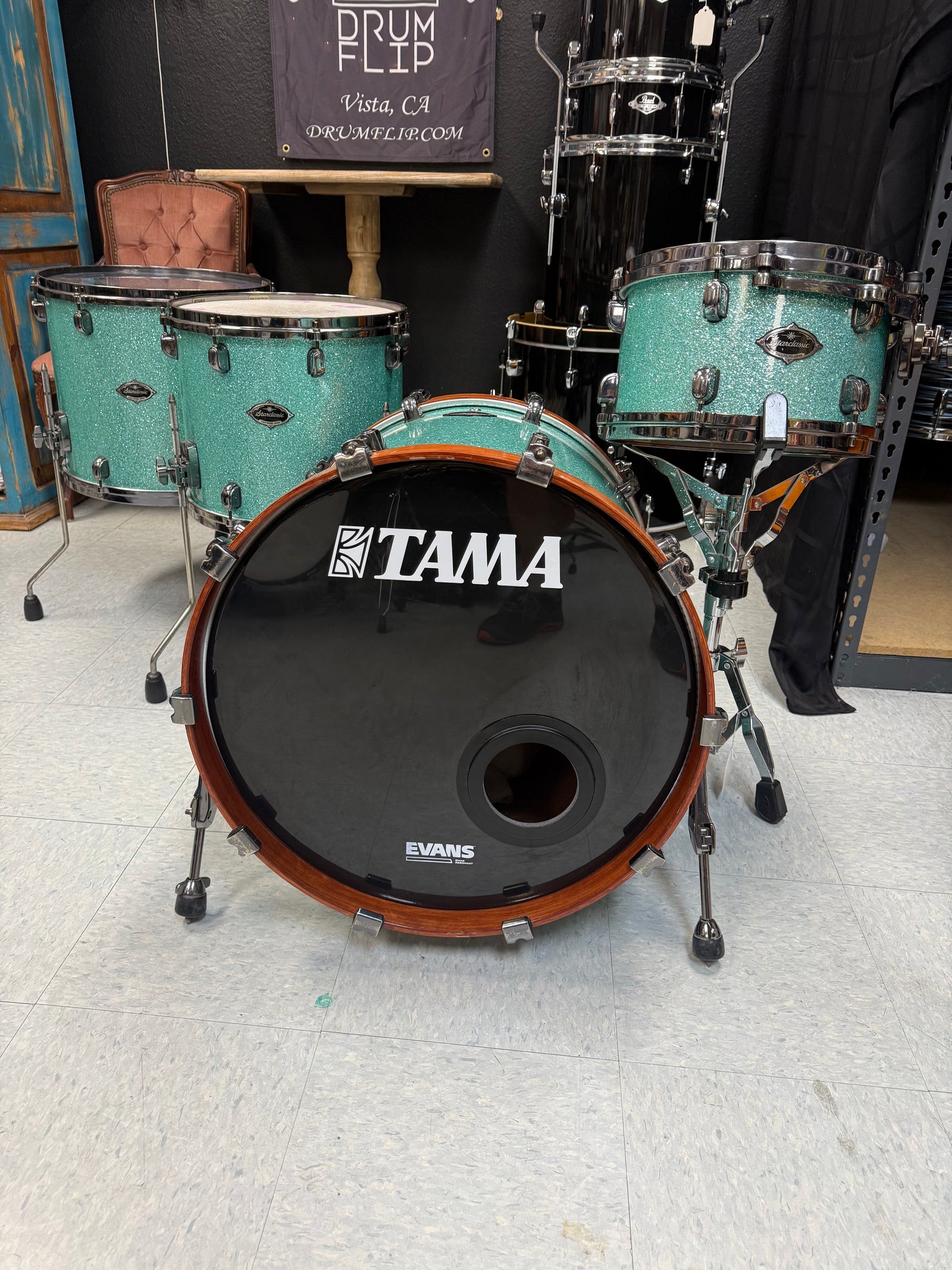 Tama Starclassic Shattered Turquoise 4pc Drum Set
