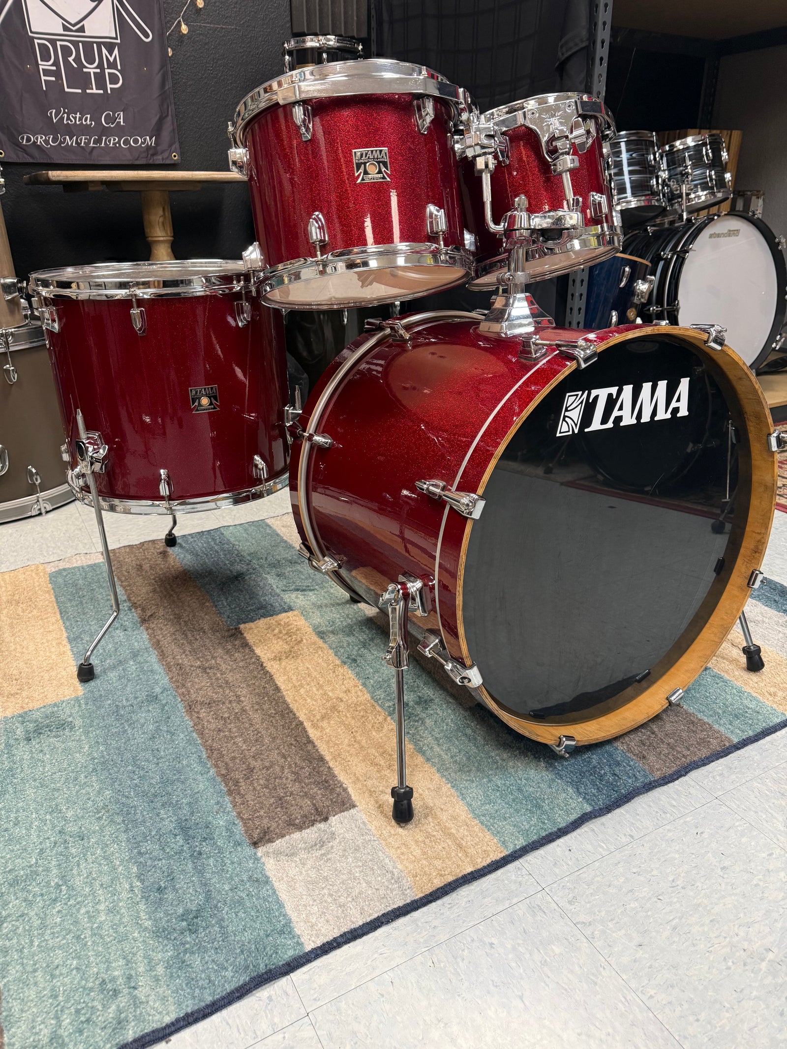 Tama Superstar Classic 4pc Red Sparkle Drum Set