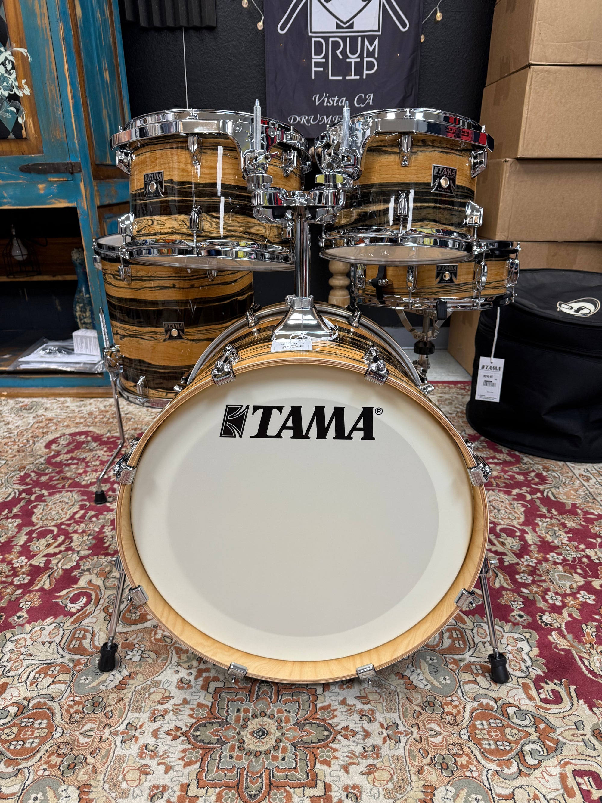 Tama Superstar Classic 5pc Natural Ebony Tiger Drum Set