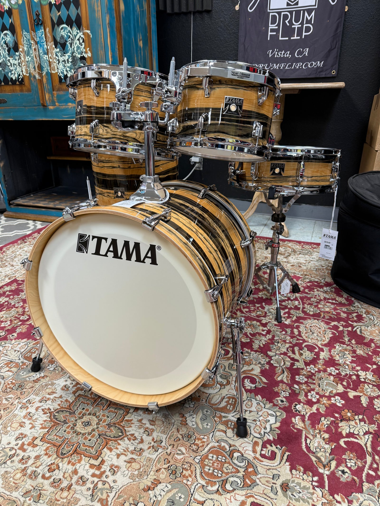 Tama Superstar Classic 5pc Natural Ebony Tiger Drum Set