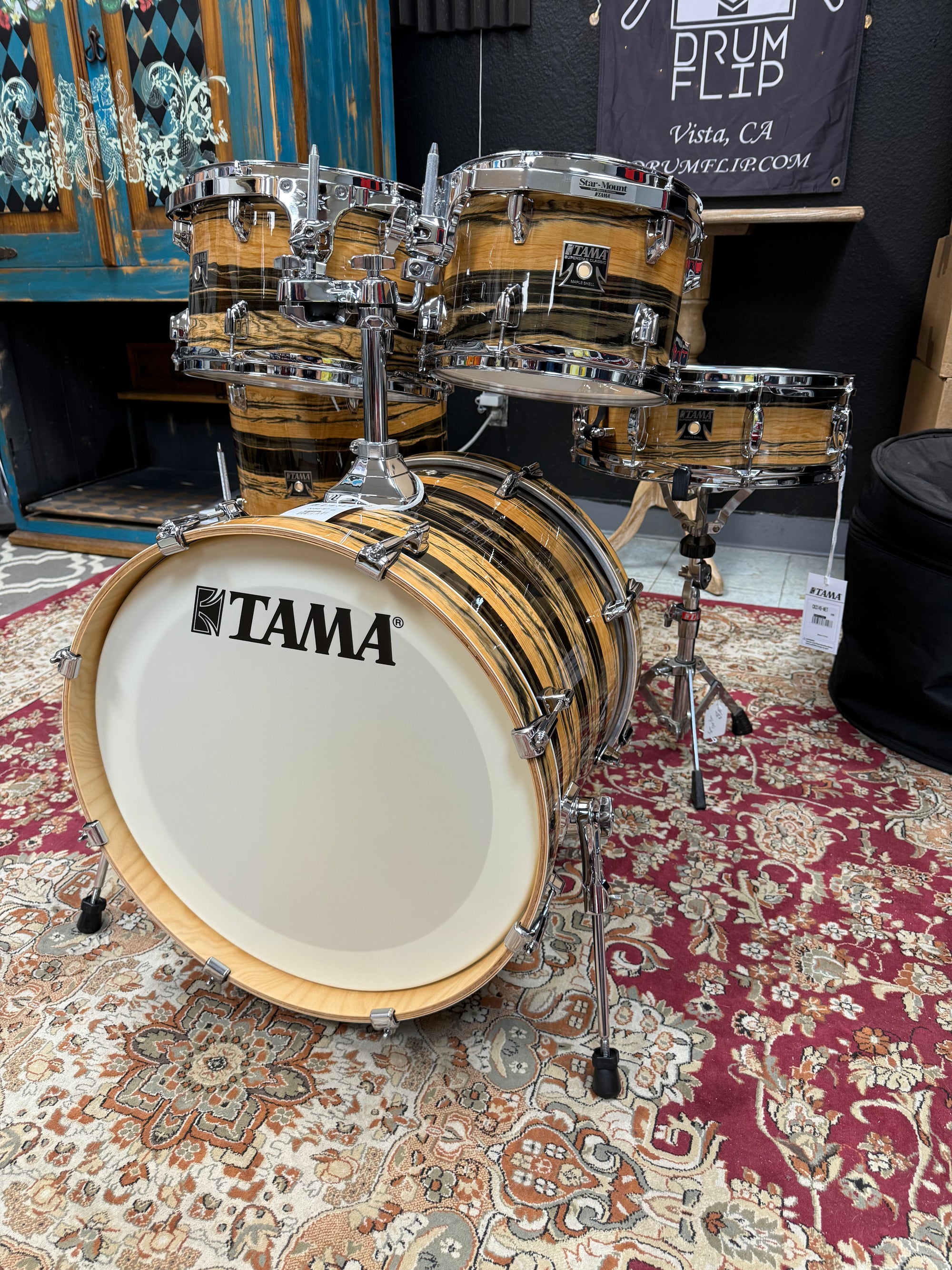 Tama Superstar Classic 5pc Natural Ebony Tiger Drum Set