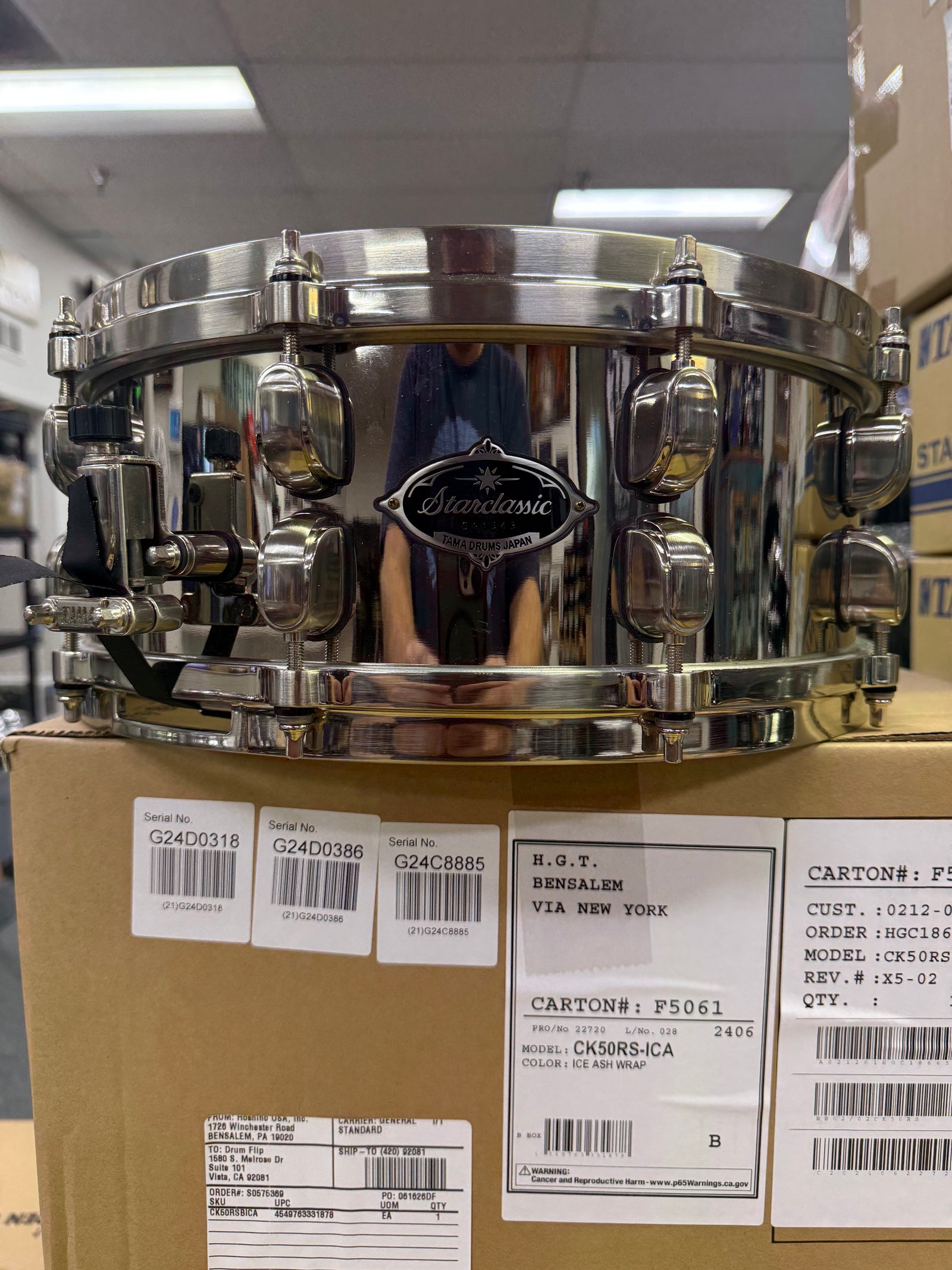 Tama Starclassic brass snare Drum 14x5.5”
