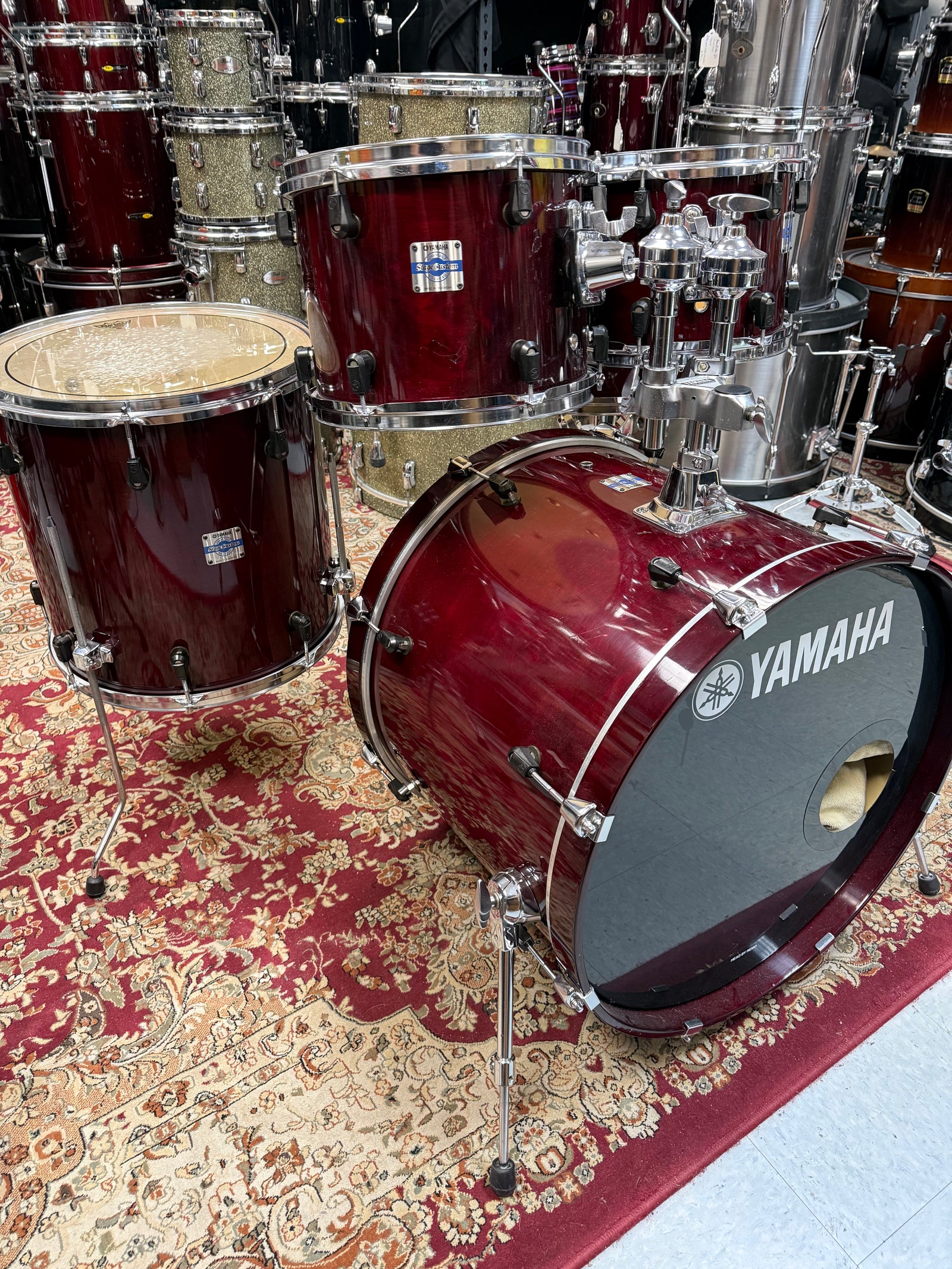 Yamaha Stage Custom 5pc Dark Red Finish Drum Set