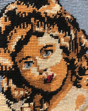 Girl With Cherries Needlepoint Artwork