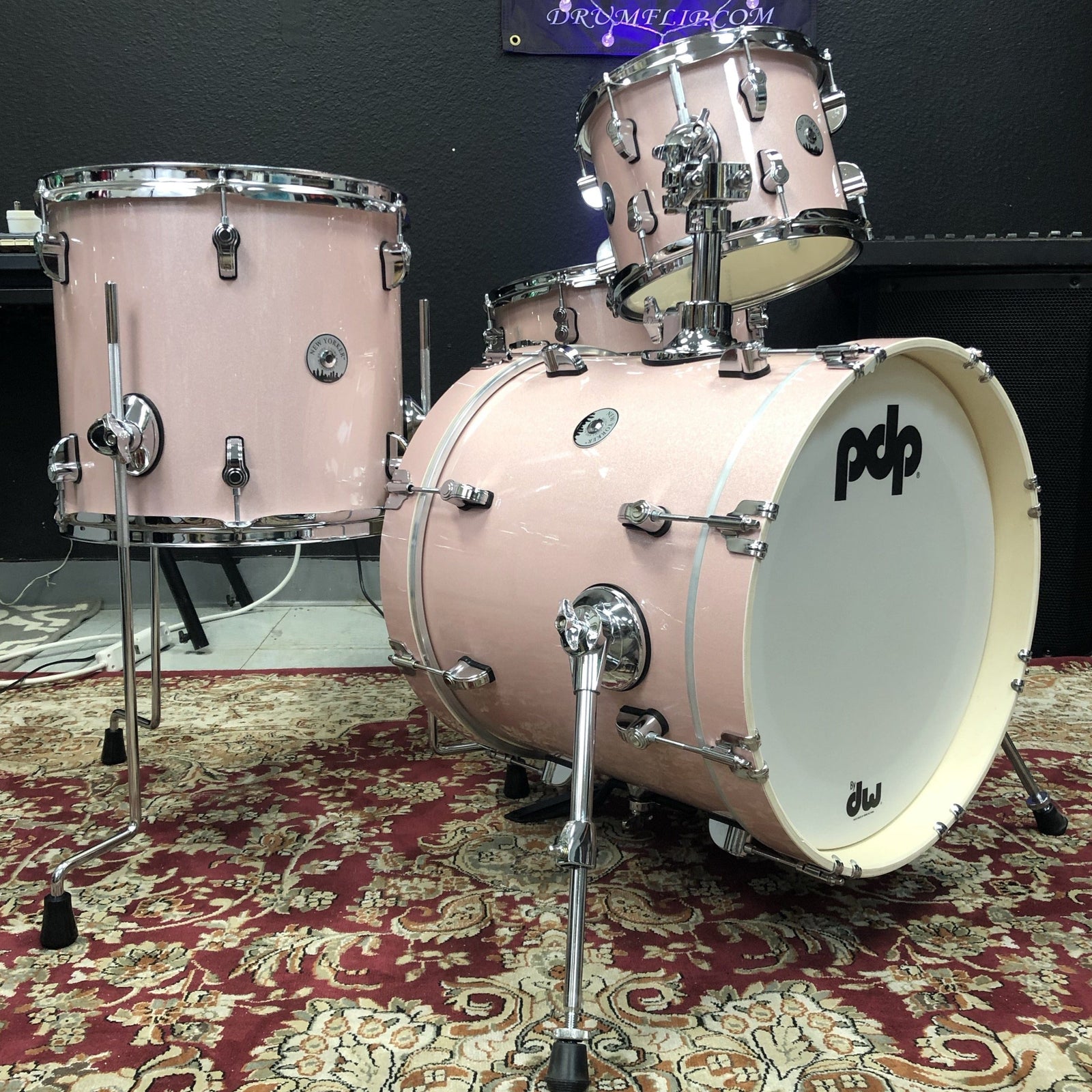 PDP New Yorker Pale Rose Sparkle 4pc Drum Set